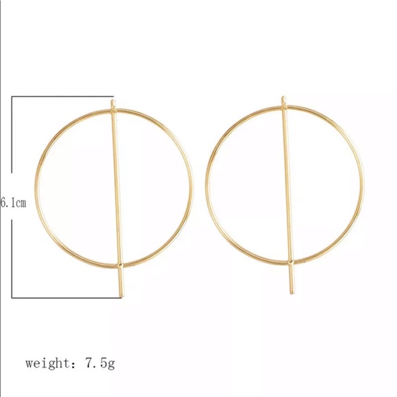 {BARDEN} geometric gold bar hoop earrings - Picture 6 of 8